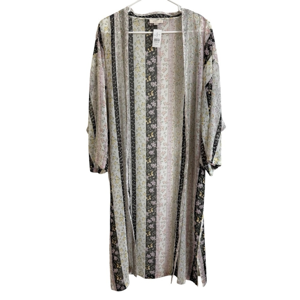 Ann Taylor Loft Womens Size XS/S Floral Open Front Tunic Kimono Cardigan Boho